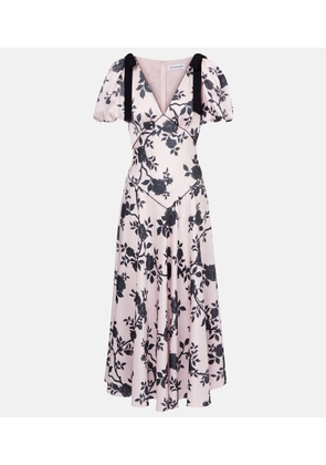 Self-Portrait Floral bow-detail satin midi dress