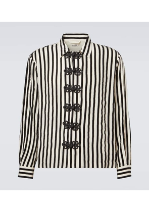 Bode Striped velvet-trimmed silk shirt