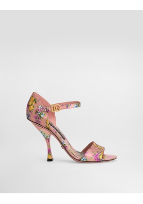 Dolce & Gabbana Keira Satin Sandal With Little Flowers Print - Woman Sandals And Wedges Multicolor 36.5