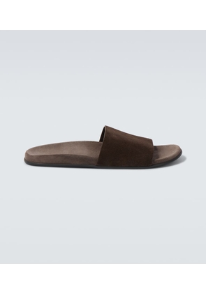 The Row Hugh suede slides