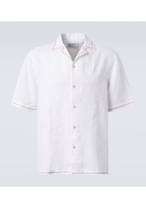 Frescobol Carioca Flavio embroidered linen bowling shirt