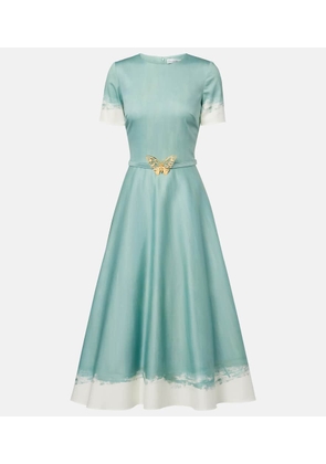 Oscar de la Renta Embellished cotton-blend poplin midi dress