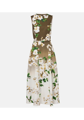 Oscar de la Renta Floral ombre cotton-blend cocktail dress