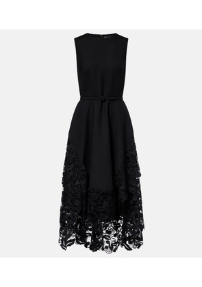 Oscar de la Renta Wool-blend and lace cocktail dress