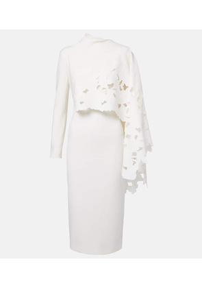 Oscar de la Renta Cape-detail wool-blend midi dress