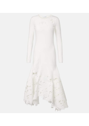Oscar de la Renta Lace-trimmed asymmetric midi dress