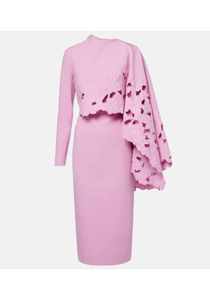Oscar de la Renta Cape-detail wool-blend midi dress