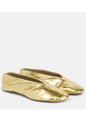 The Row Stella metallic leather ballet flats