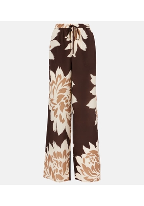 SIR Floral silk satin wide-leg pants