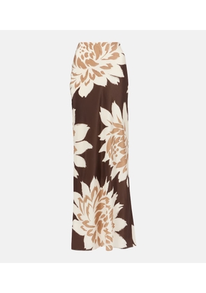 SIR Floral silk satin maxi skirt