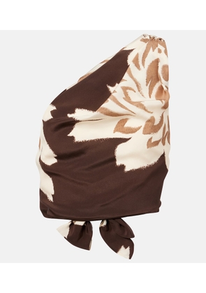 SIR Floral one-shoulder silk satin top