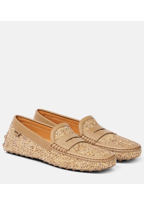 Tod's Gommino leather-trimmed tweed driving shoes