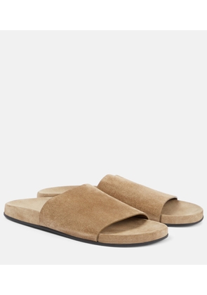 The Row Hugh suede slides