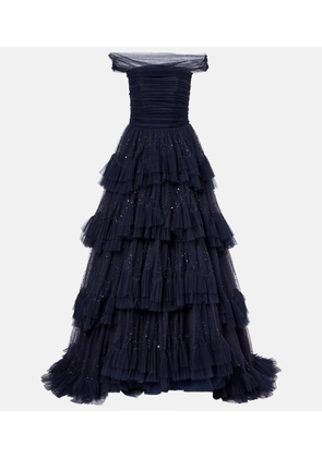 Jenny Packham Queenie embellished tiered tulle gown