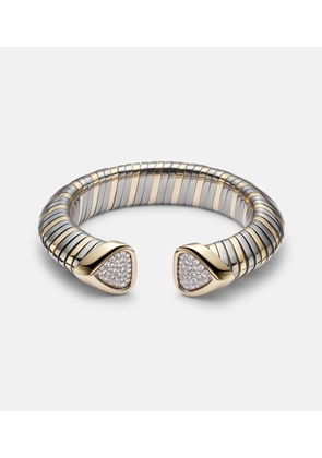 Marina B Trisola 18kt gold and titanium cuff bracelet with diamonds