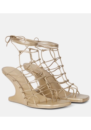 Rick Owens Web Cantilever woven leather wedges
