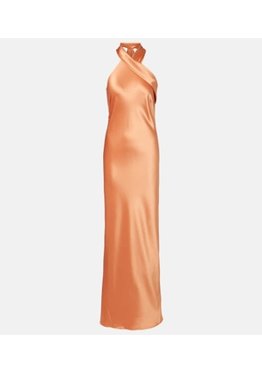 Galvan Pandora halterneck satin gown