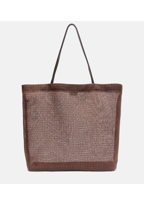 The Row Barn leather-trimmed mesh tote bag