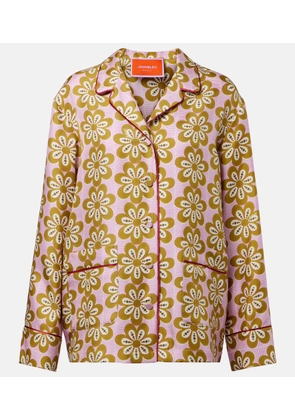 La DoubleJ Floral silk twill pajama shirt