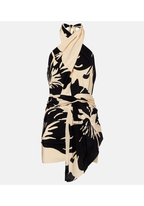 Johanna Ortiz Halterneck floral silk minidress
