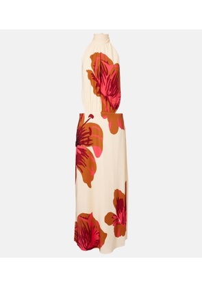 Johanna Ortiz Floral halterneck silk crepe maxi dress