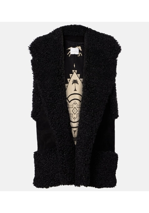 Johanna Ortiz Shearling-trimmed suede vest