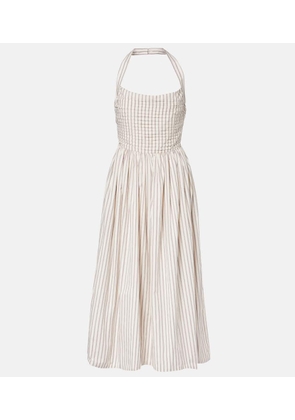 Markarian Halterneck striped cotton midi dress