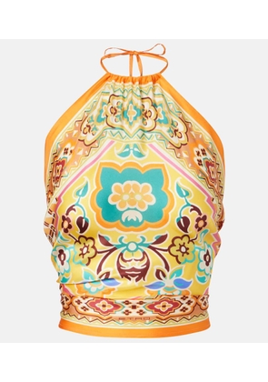 Etro Halterneck printed silk top