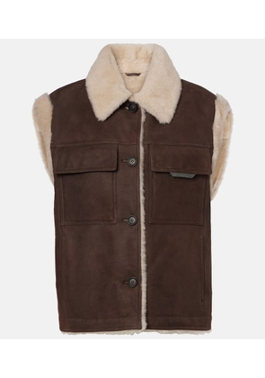 Brunello Cucinelli Shearling-lined suede vest