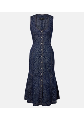 Etro Printed denim midi dress