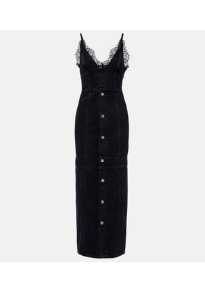 Stella McCartney Lace-trimmed denim maxi dress