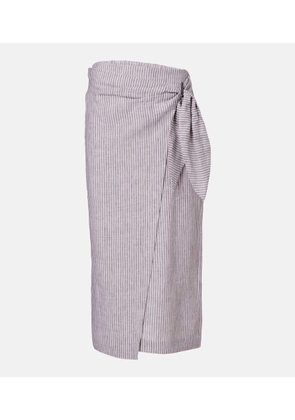 Brunello Cucinelli Striped linen wrap skirt