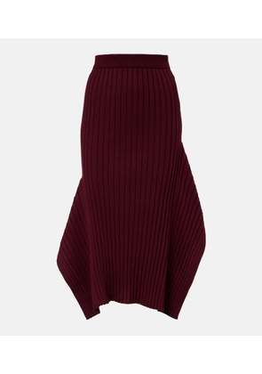 Stella McCartney Asymmetric ribbed-knit midi skirt