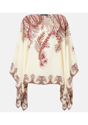 Etro Printed silk crepe de chine poncho