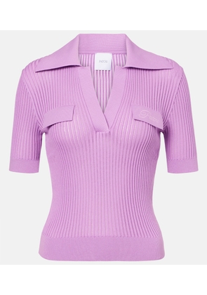 Patou Ribbed-knit cotton polo shirt