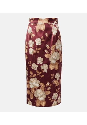 Dolce&Gabbana Floral high-rise satin midi skirt