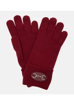 Gucci Horsebit ribbed-knit wool gloves