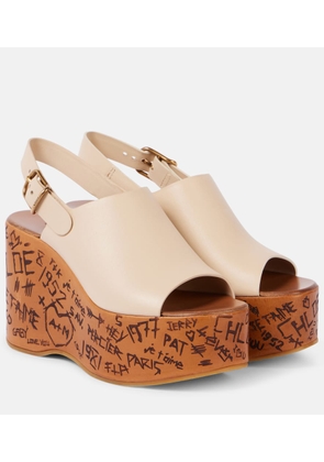 Chloe Maxime debossed leather wedges
