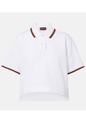 Gucci Web Stripe cropped cotton pique polo shirt