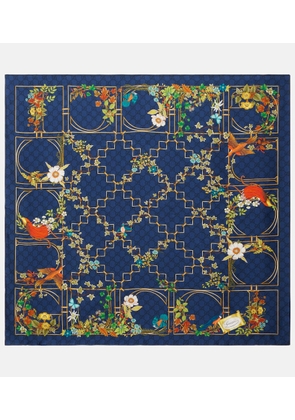 Gucci GG floral silk twill scarf