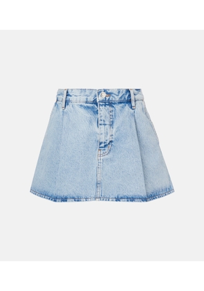 Frame Pleated denim miniskirt