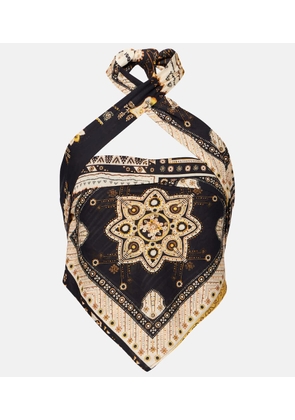 Marant Etoile Feyza halterneck printed cotton top