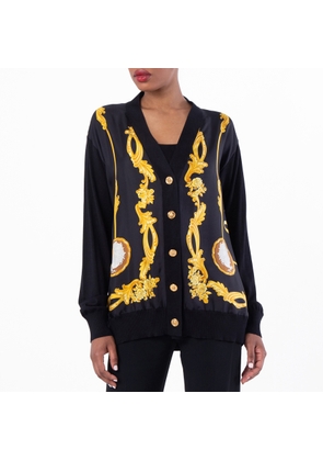 Versace Womens Baroque Printed V-Neck Cardigan