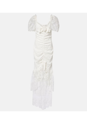 Alessandra Rich Bow-detail ruched lace gown