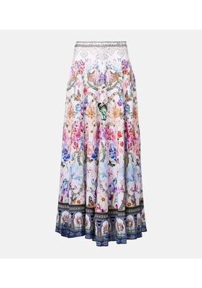 Camilla Crystal-embellished linen maxi skirt