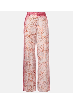 Dries Van Noten Printed silk wide-leg pants