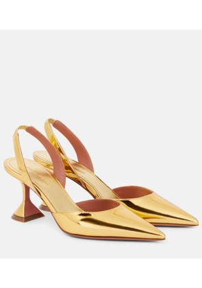 Amina Muaddi Holli 70 mirrored leather slingback pumps