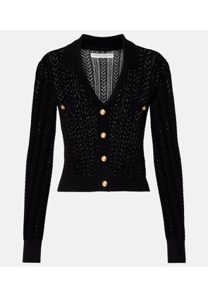 Alessandra Rich Pointelle cotton and cashmere cardigan