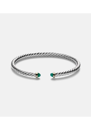 David Yurman Cable FlexÂ® sterling silver and 14kt gold cuff bracelet with onyxes