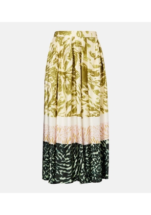 Dries Van Noten Printed satin midi skirt